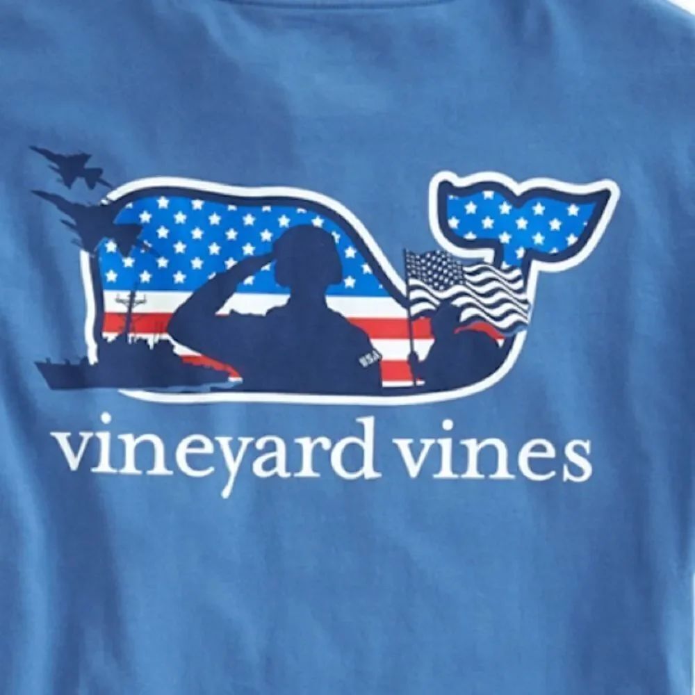 Vineyard Vines | Blue Adult Long-Sleeve Veterans Pocket T-Shirt | S